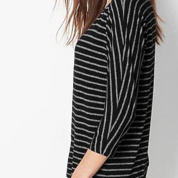 J. JILL WEAREVER COLLECTION V-Neck Black Cream Striped Dolman Top Size S - Picture 3 of 10